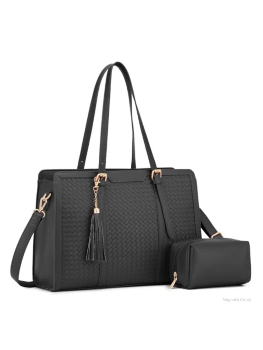 PU Leather Laptop Tote Bag Fits 15.6" Laptop Large Work Computer Handbag